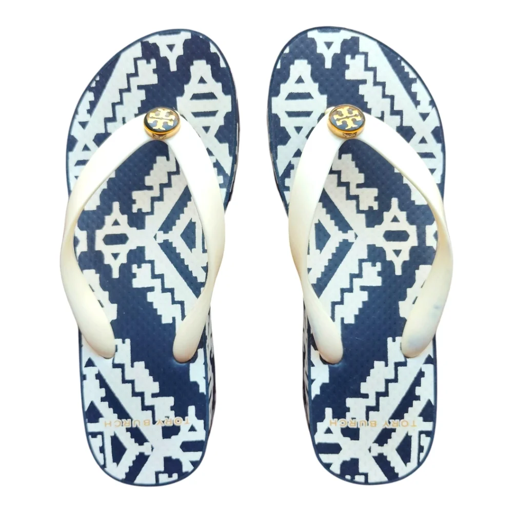 Tory Burch Womens Printed Platform Flip-flops